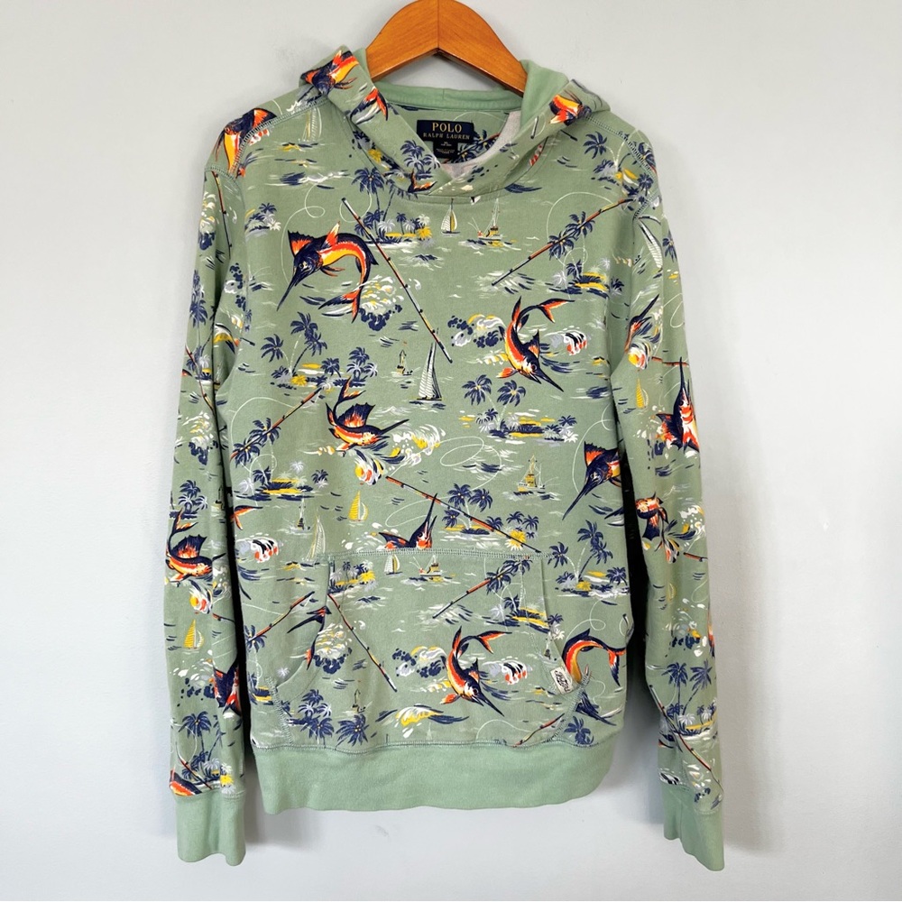 Polo by Ralph Lauren Green Tropical Print Hoodie